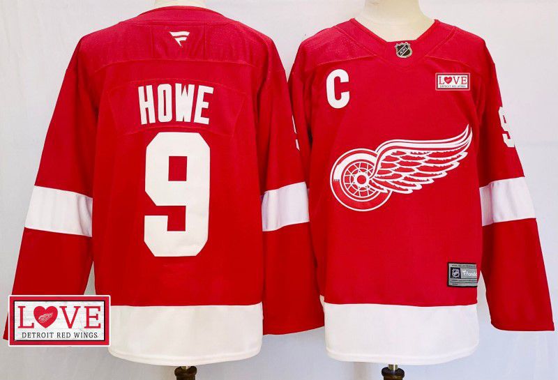 Men Detroit Red Wings #9 Howe Red Fanatics 2025 NHL Jersey style 6->detroit red wings->NHL Jersey